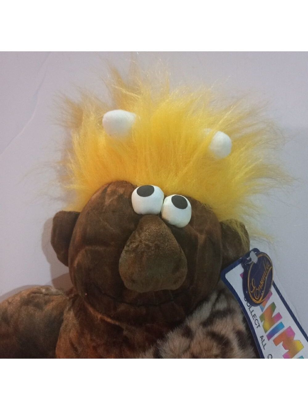 VINTAGE Rare Manimals Plush Caveman 15" Stuffed Doll Toy With Tags - Picture 2 of 8